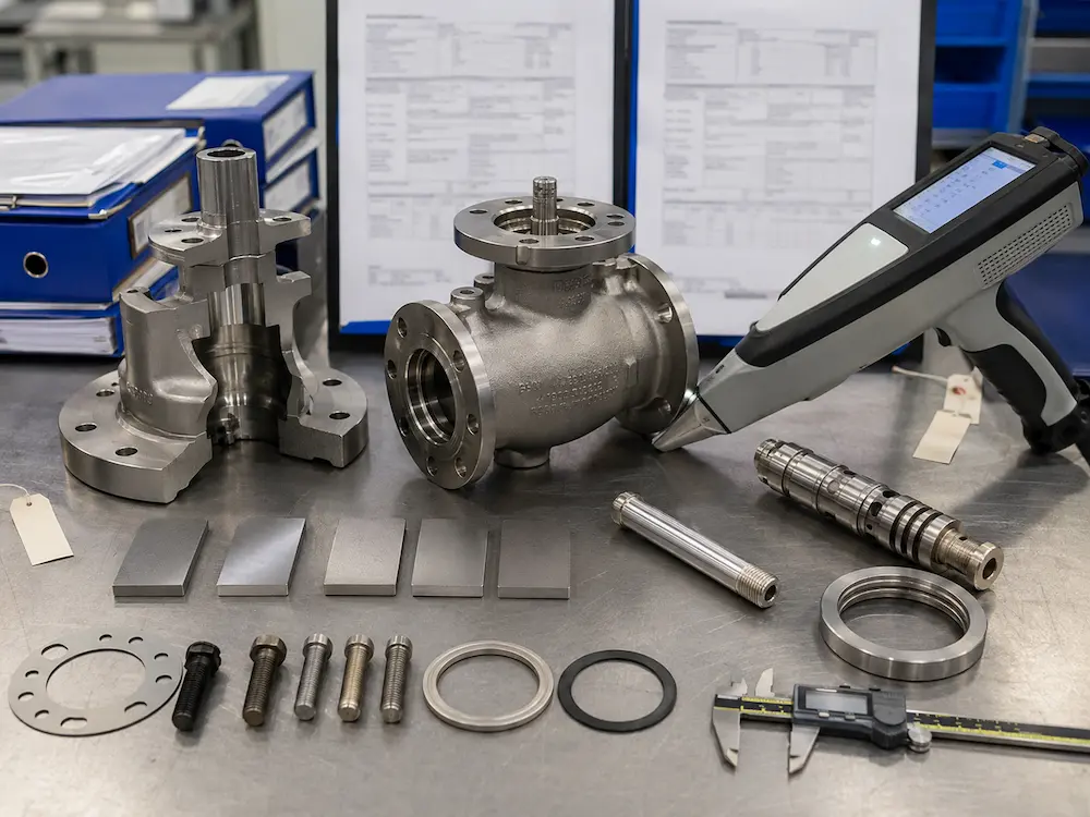 Monel and Inconel valve material certificate and PMI inspection