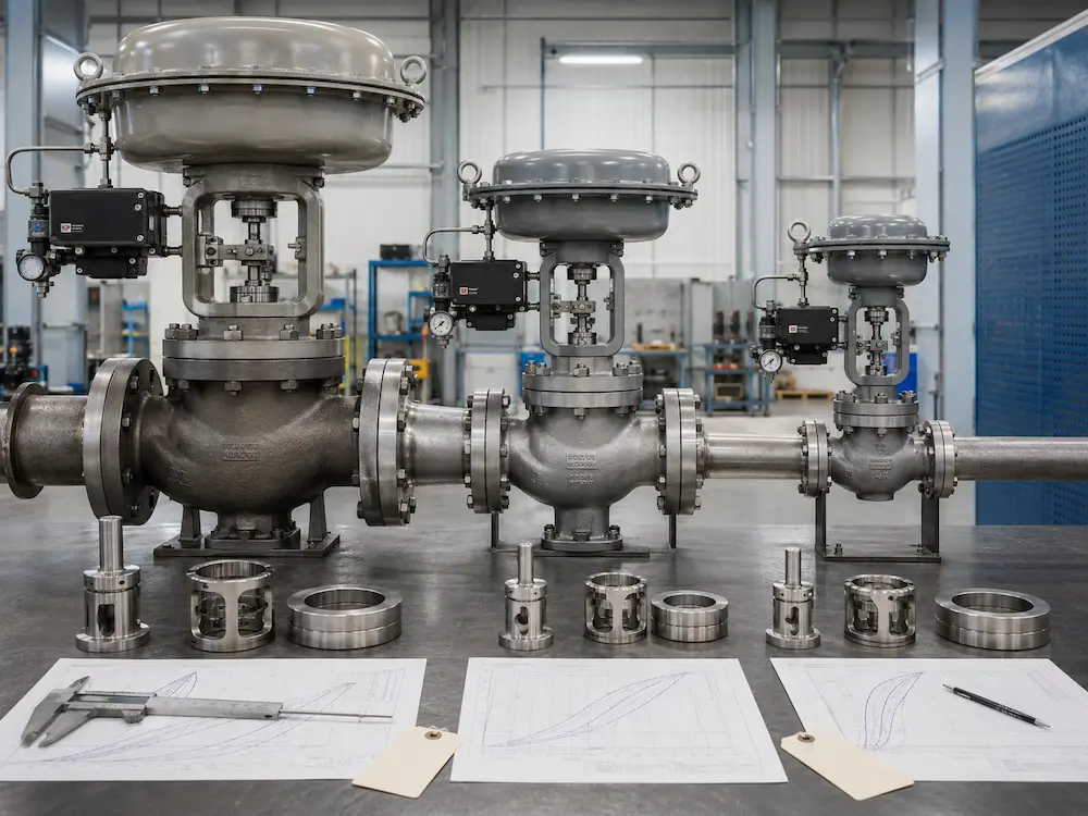 Oversized correctly sized and undersized control valve comparison