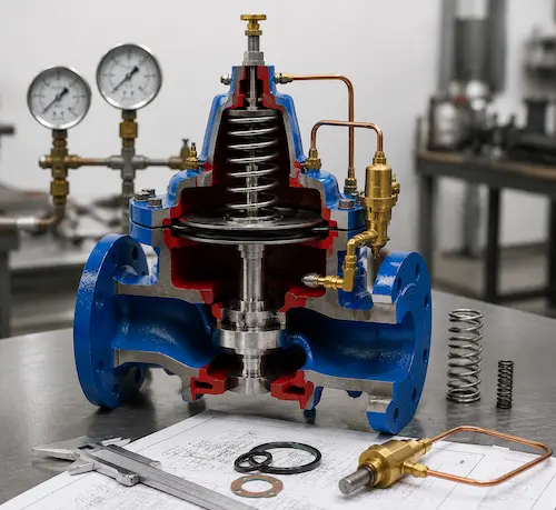 Internal structure of pressure reducing valve by Vcore Valve