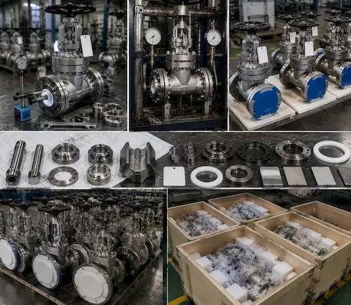 Test d'inspection des vannes d'étanchéité à pression et emballage d'exportation par Vcore Valve