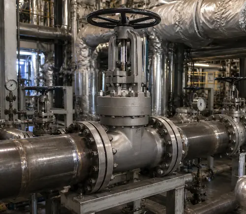 Robinet-vanne à joint de pression installé dans la conduite de vapeur haute pression d'une centrale électrique par Vcore Valve