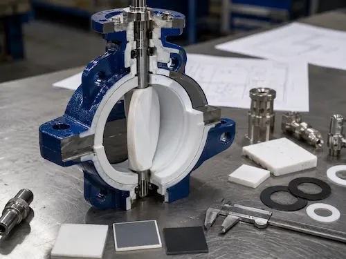 Internal PTFE lining structure of lined butterfly valve by Vcore Valve