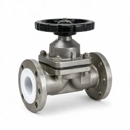 วาล์วไดอะแฟรมเรียงราย PTFE โดย Vcore Valve สำหรับการแยกสารเคมีที่มีฤทธิ์กัดกร่อน