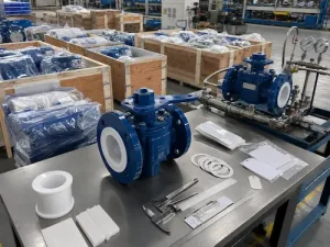 PTFE lined plug valve inspection and export packing by Vcore Valve