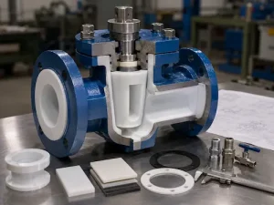 Internal PTFE lining structure of lined plug valve by Vcore Valve