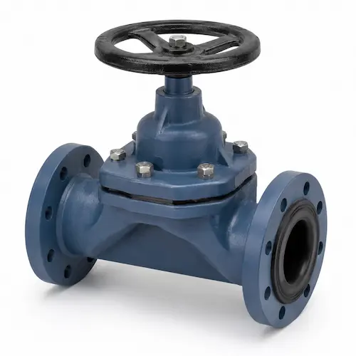 Rubber lined diaphragm valve by Vcore Valve for chemical and slurry service