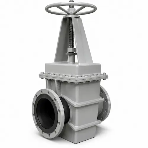Rubber lined pinch valve by Vcore Valve for slurry and abrasive media service