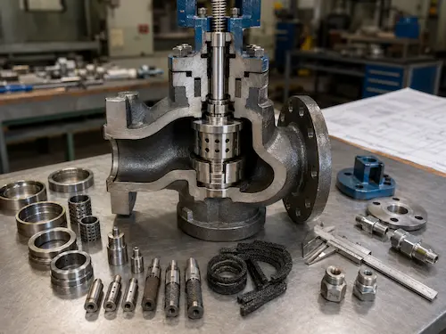 Internal trim structure of spray water control valve by Vcore Valve