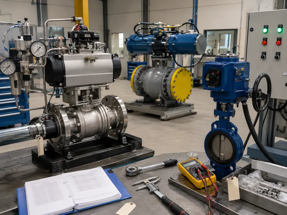Complete valve actuator package fit-up and functional testing