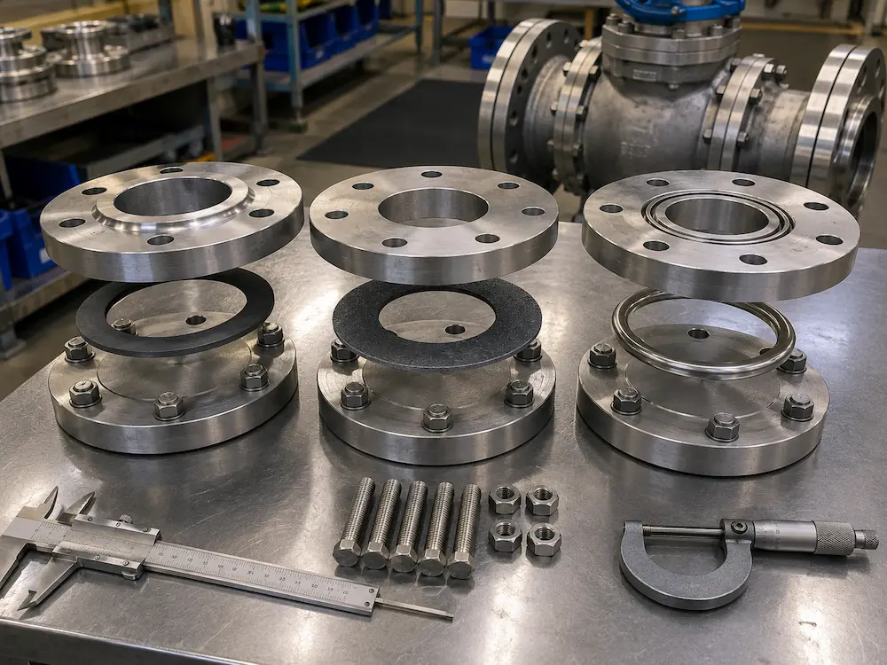 Valve flange gasket installation for RF FF and RTJ flange sealing