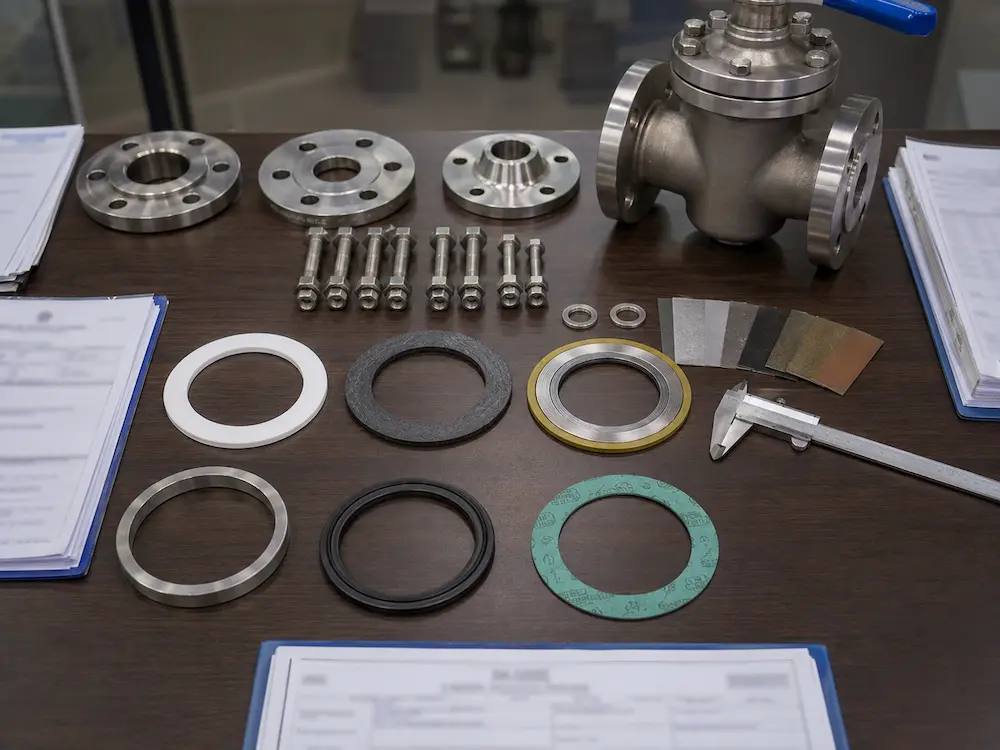 Valve gasket RFQ review with gasket samples flange standard and material documents