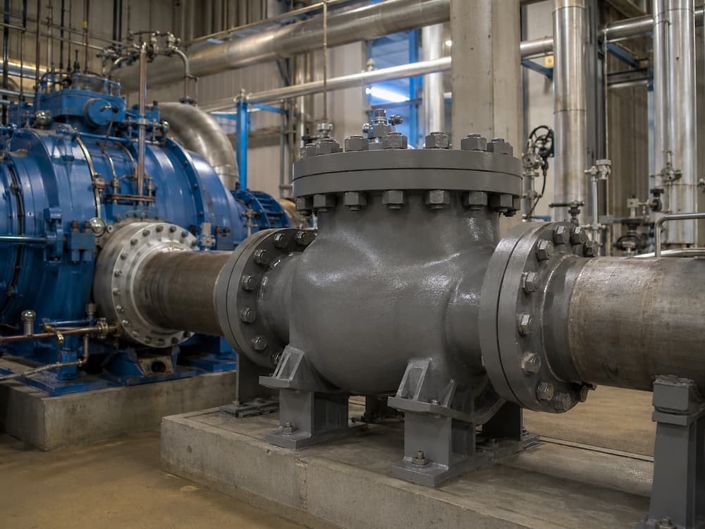 High pressure boiler feedwater check valve installed after feedwater pump