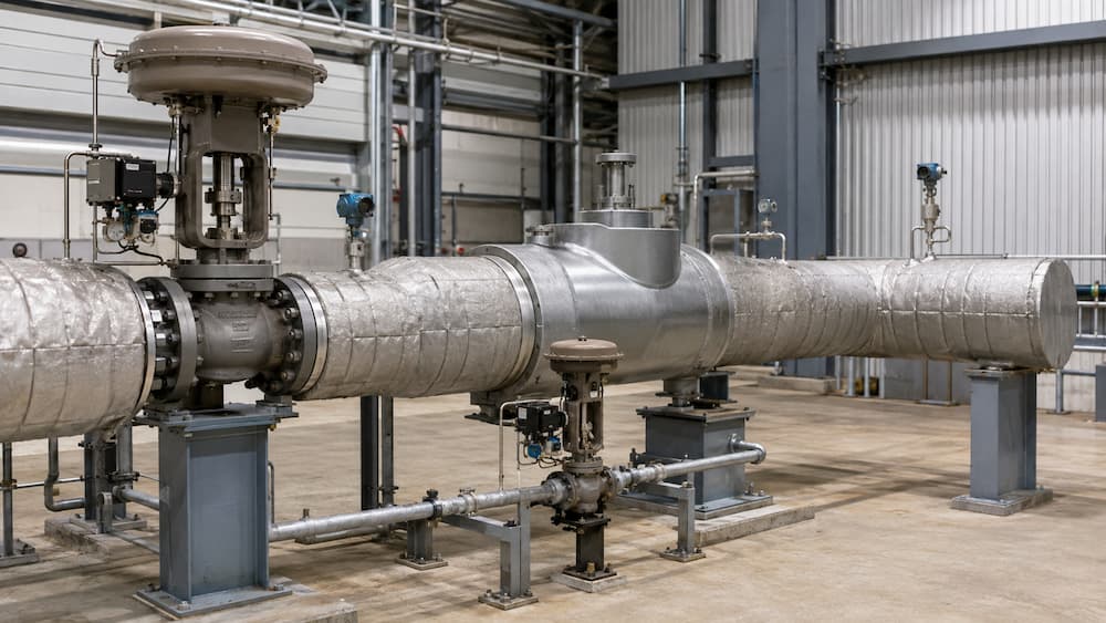PRDS steam pressure and temperature control loops with steam and spray water valves