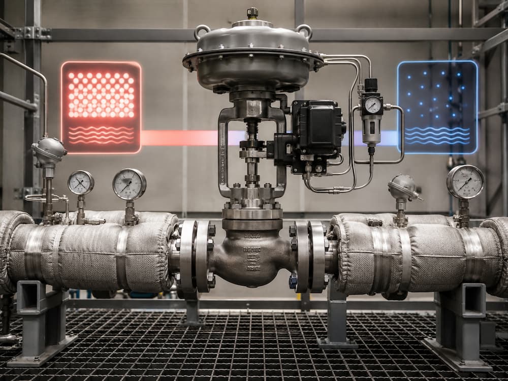 Saturated and superheated steam conditions across a steam control valve