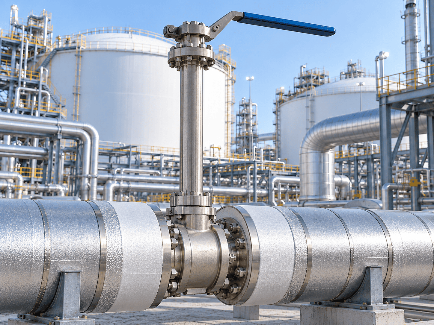 Extended bonnet cryogenic ball valve for LNG pipeline insulation