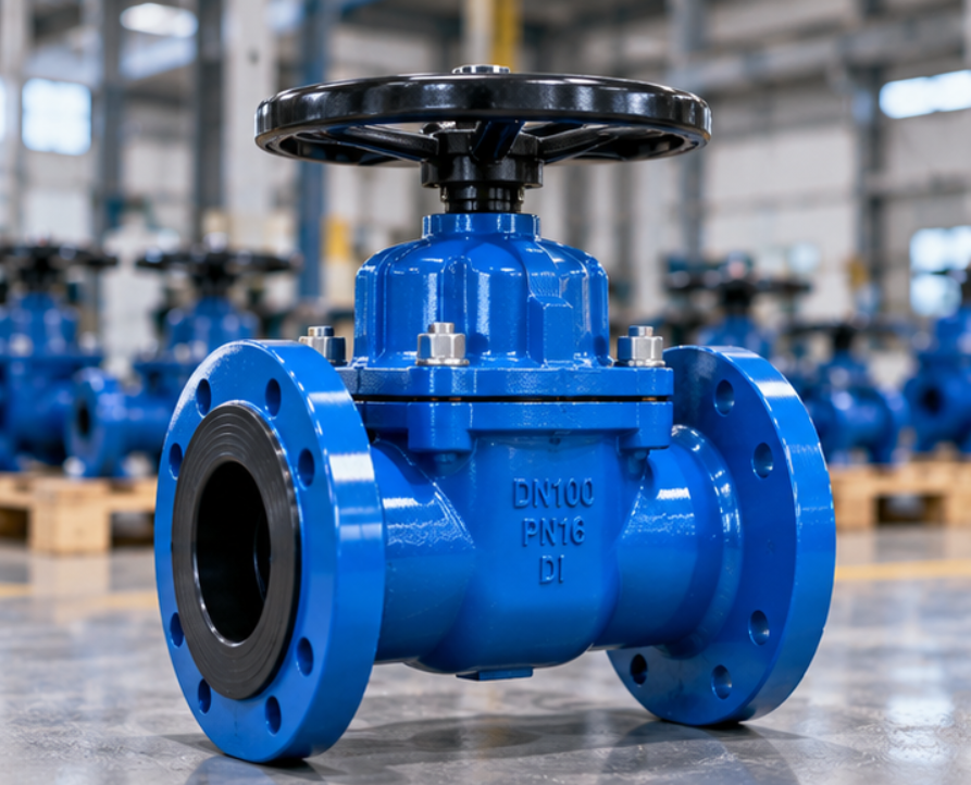 EPDM flanged diaphragm valve installed in demineralized water treatment plant