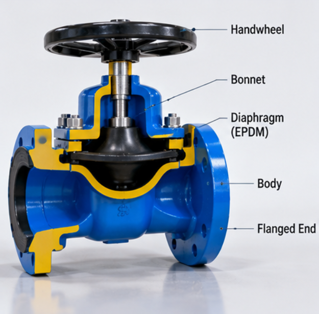 Class 150 diaphragm valves on low pressure demineralized water skid