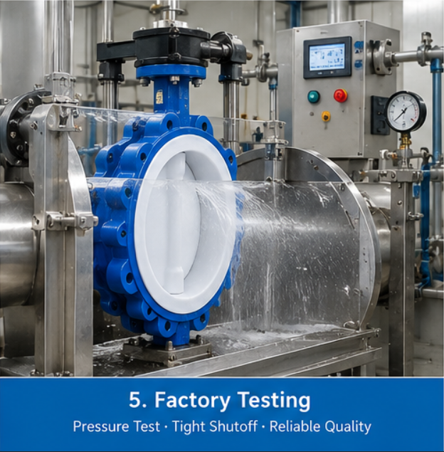PTFE lined butterfly valve factory inspection and lining quality check
