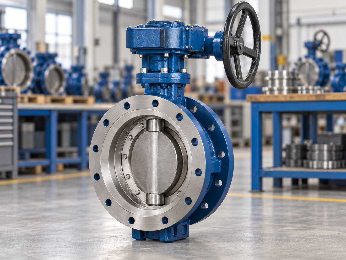 Triple offset butterfly valve with metal seated design for industrial isolation