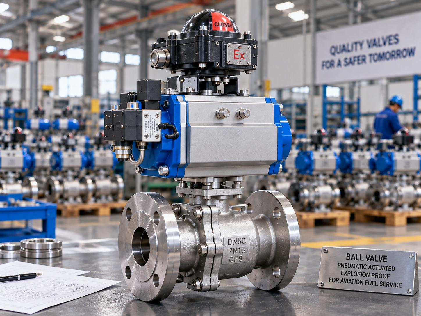 Aviation fuel ball valve installed in airport fuel transfer pipeline