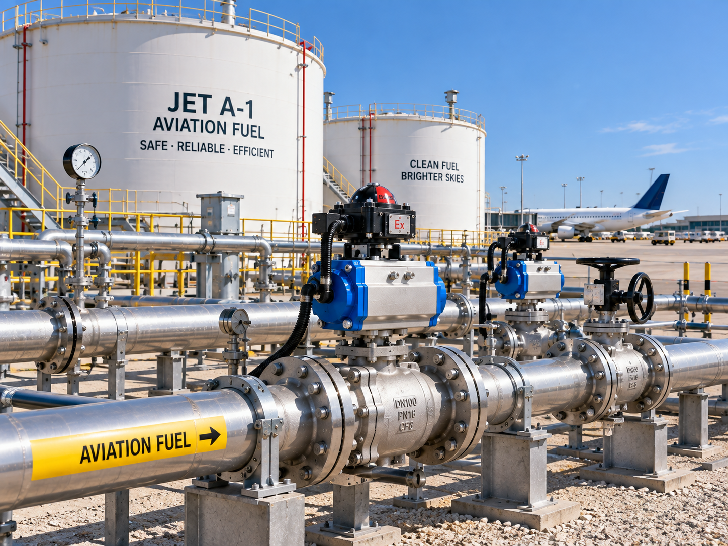 Manual electric and pneumatic ball valve actuator comparison for aviation fuel service