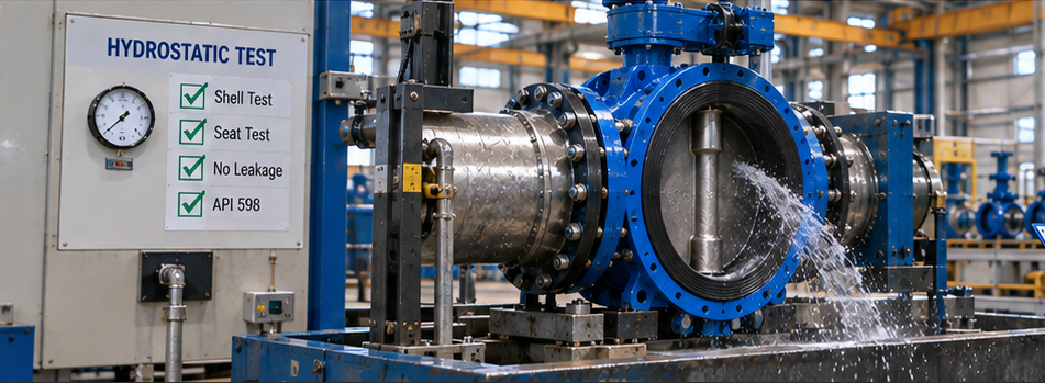 Butterfly valve factory hydrostatic and seat leakage inspection for desalination project