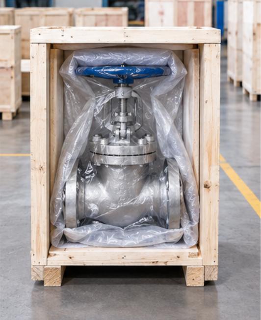 Flanged Globe Valve Export Packing Flanged globe valve during final inspection and export packing