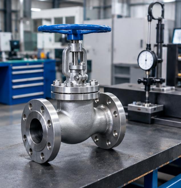 Flanged Globe Valve Factory Inspection Flanged globe valve during factory assembly and inspection