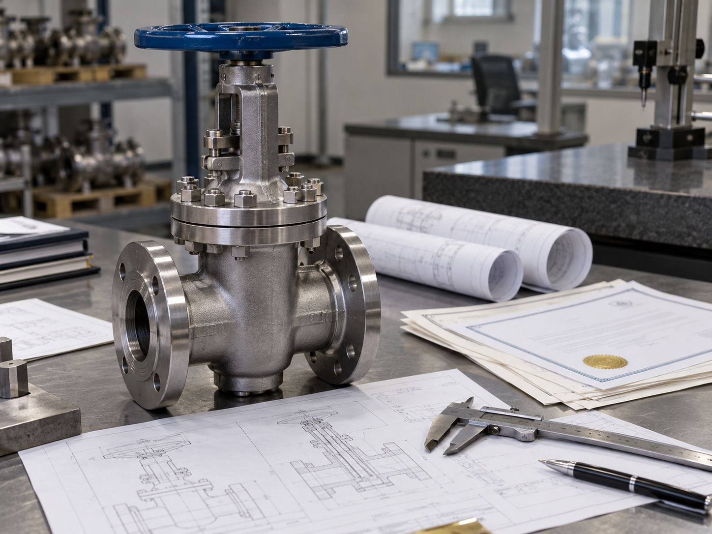 Gate valve GA drawing showing face to face flange bore stem and overall dimensions