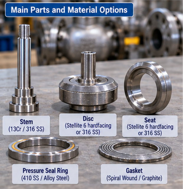 High pressure steam globe valve bolted bonnet studs gasket and pressure seal ring comparison