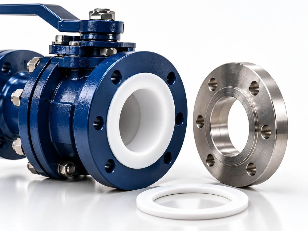 PTFE lined flange face and separate gasket options for manufacturer-approved mating arrangements