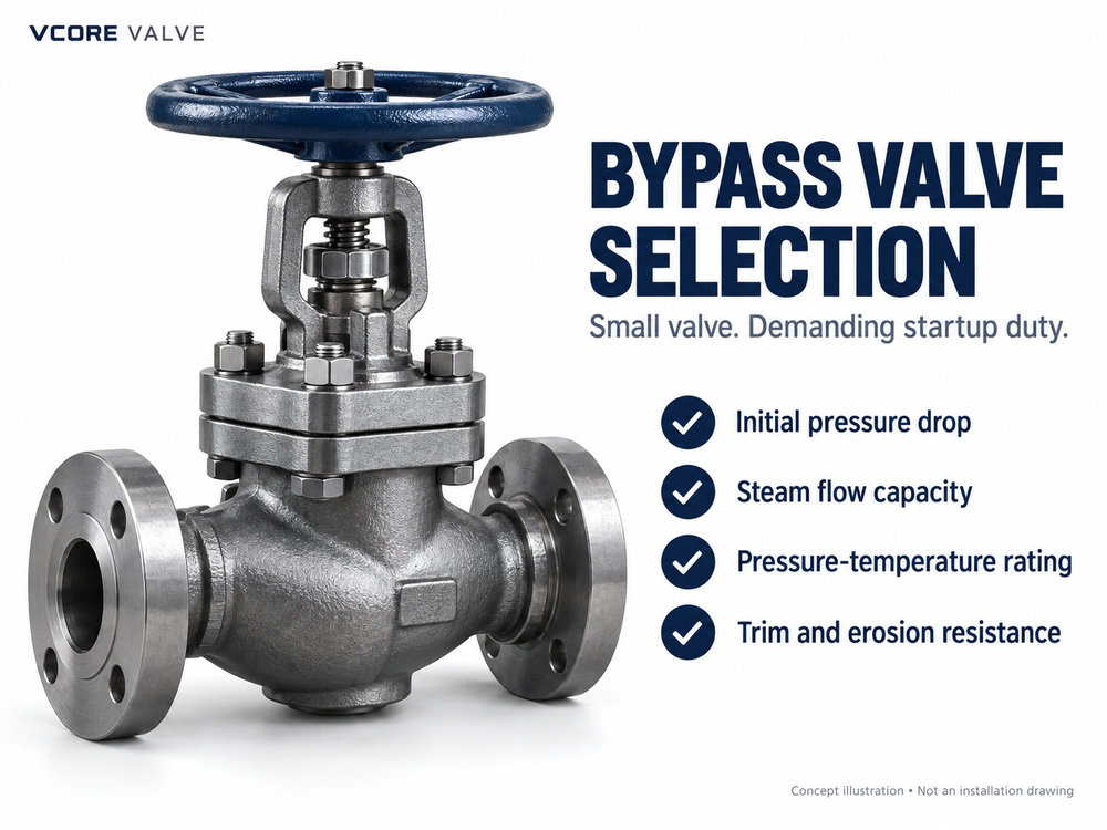 Steam bypass globe valve trim and pressure drop review for controlled startup admission