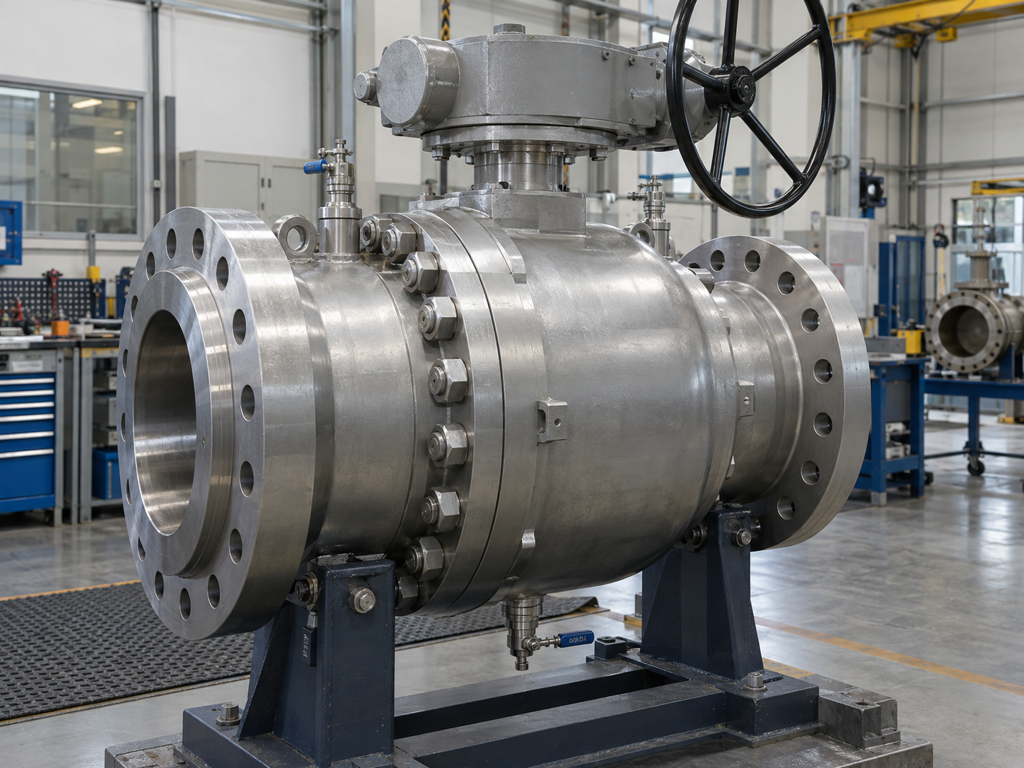 Large trunnion mounted ball valve for high pressure pipeline isolation
