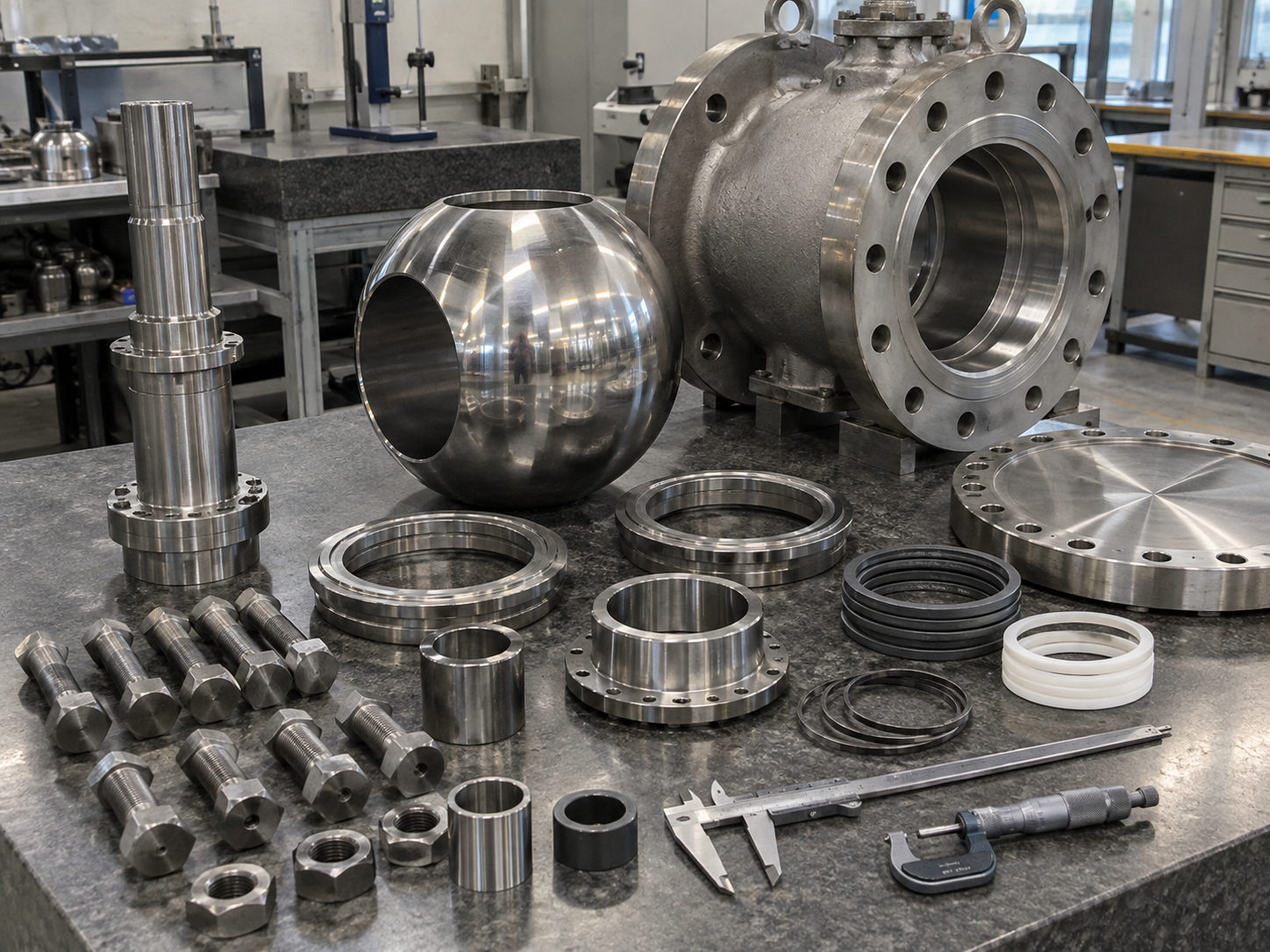 Trunnion mounted ball valve pressure test and final inspection station