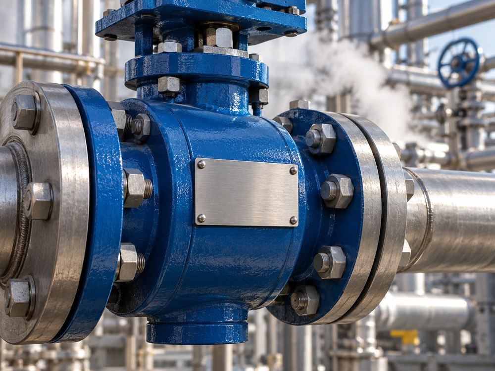Ball valve identification plate and bolted body joint for configuration traceability