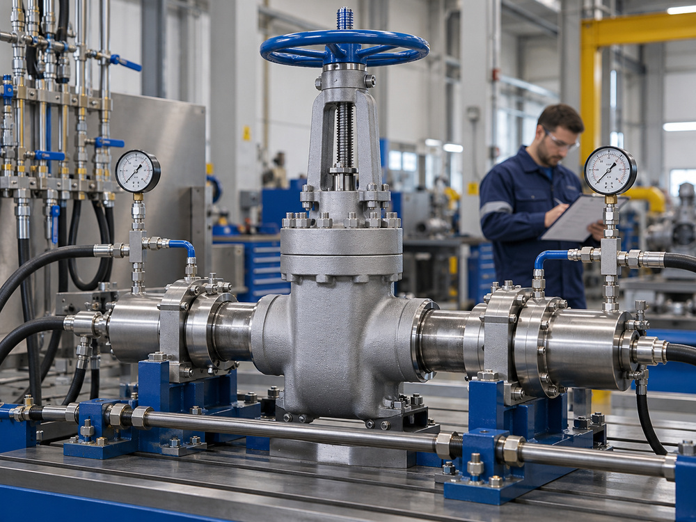 High pressure gate valve inspection and test documentation review before shipment