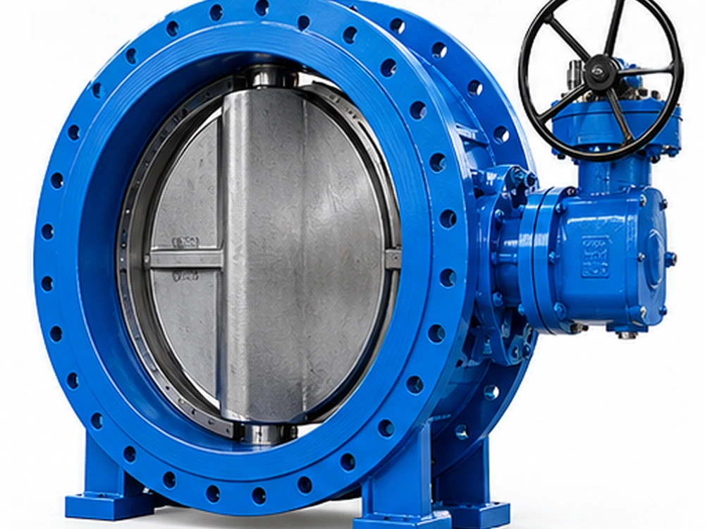Double eccentric flanged butterfly valve for seawater intake and pump stations